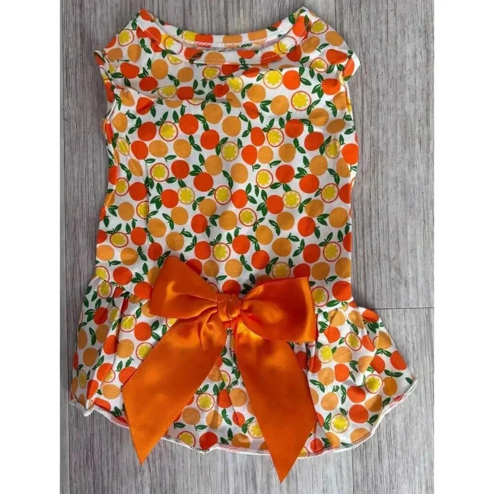 MSNFOASM | Fruit Allover Print Orange Lemon Summer Dog Dress | Small